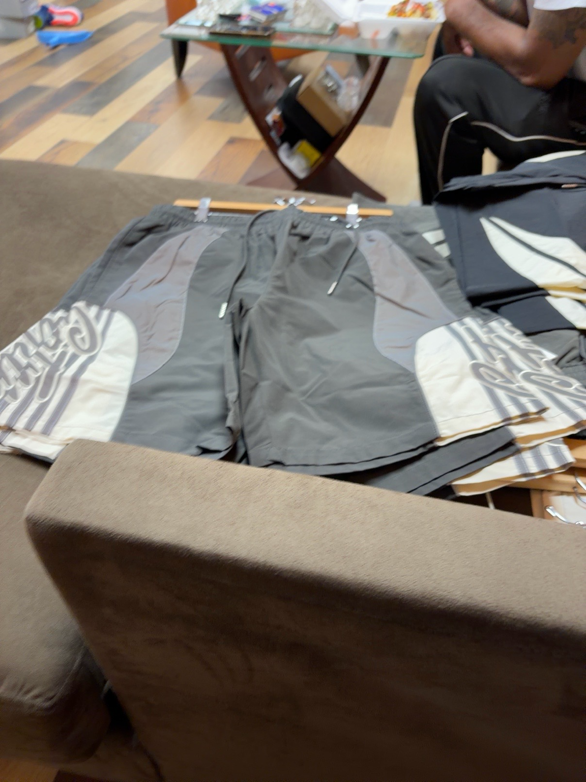 EPTM Nylon Graphic Gray/ Smoke Gray/Stone Beige and Ivory shorts