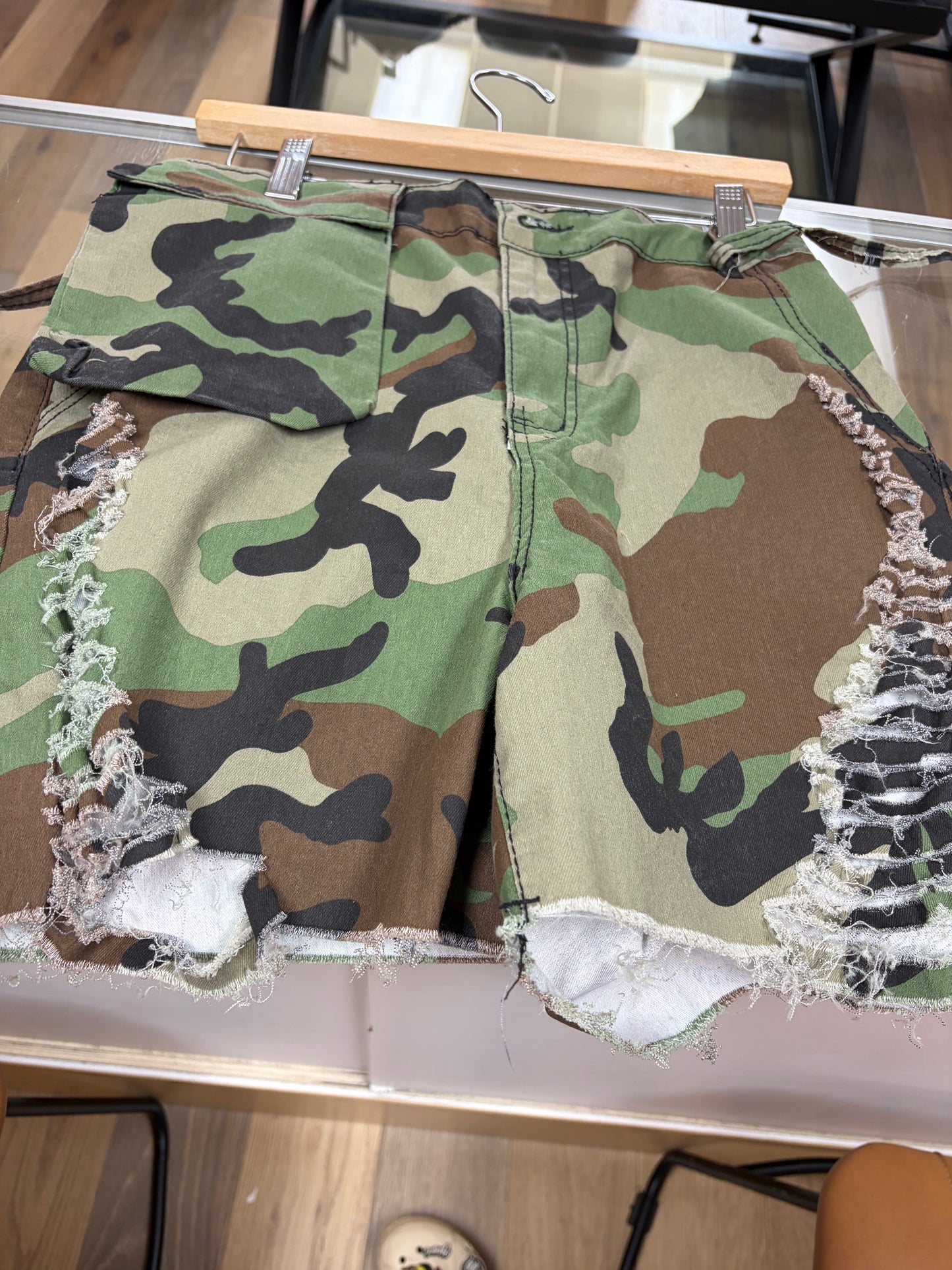 Distressed Camo Cargo Short