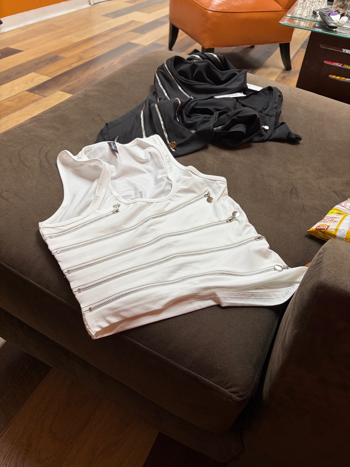 Sexy White zipper tank top