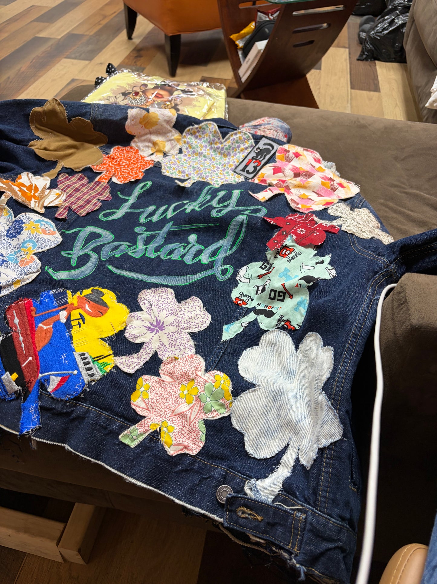 Custom Men Blue Jean Lucky Bastard Jacket