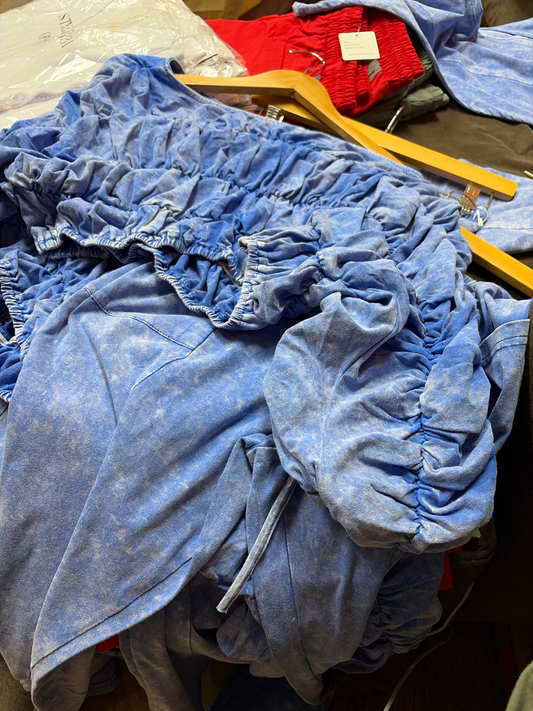 Blue  two piece Ruched Set