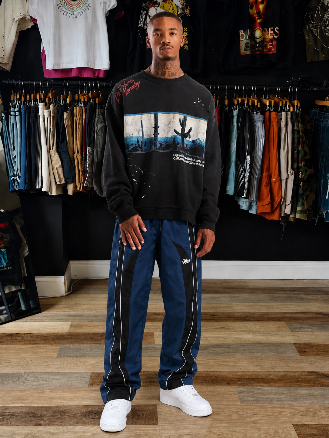 Diet Starts Monday/Death Valley CrewNeck /Vintage Black