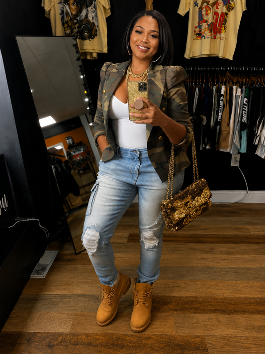 Chic Women's Camouflage Blazer