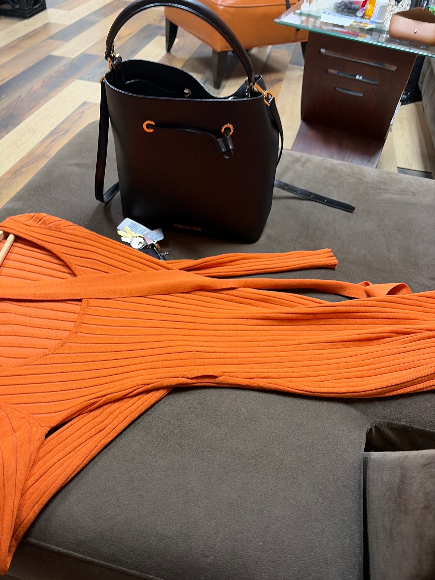 Burnt Orange Ribbed dress