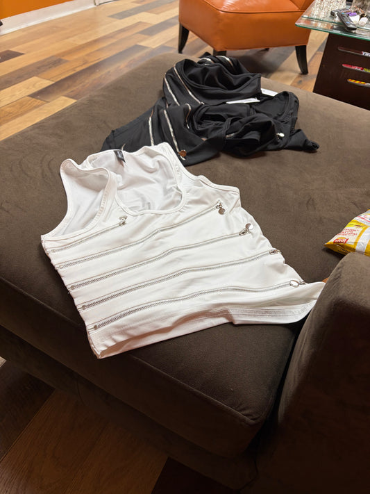 Sexy White zipper tank top