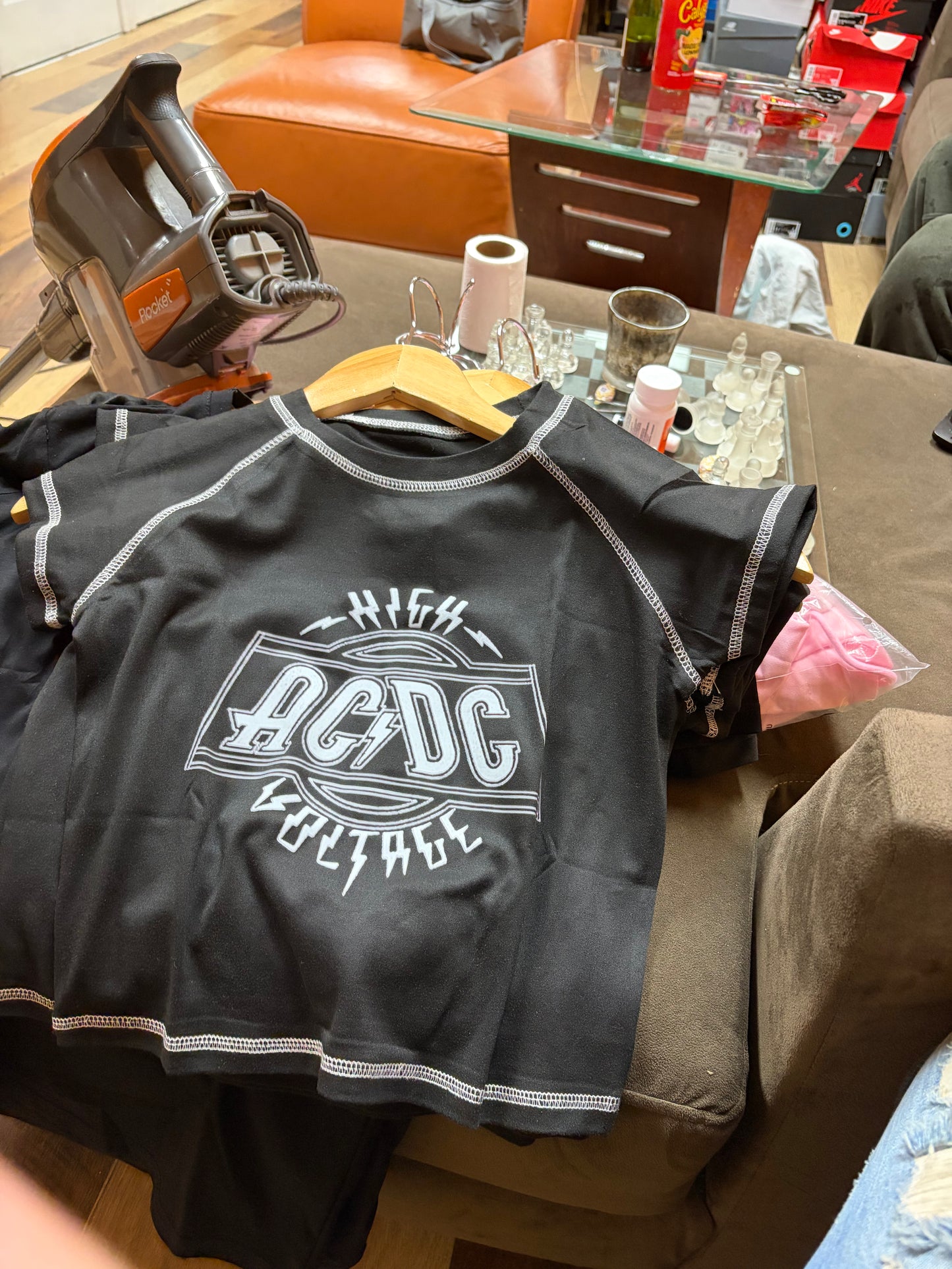 ACDC Black Crop Top