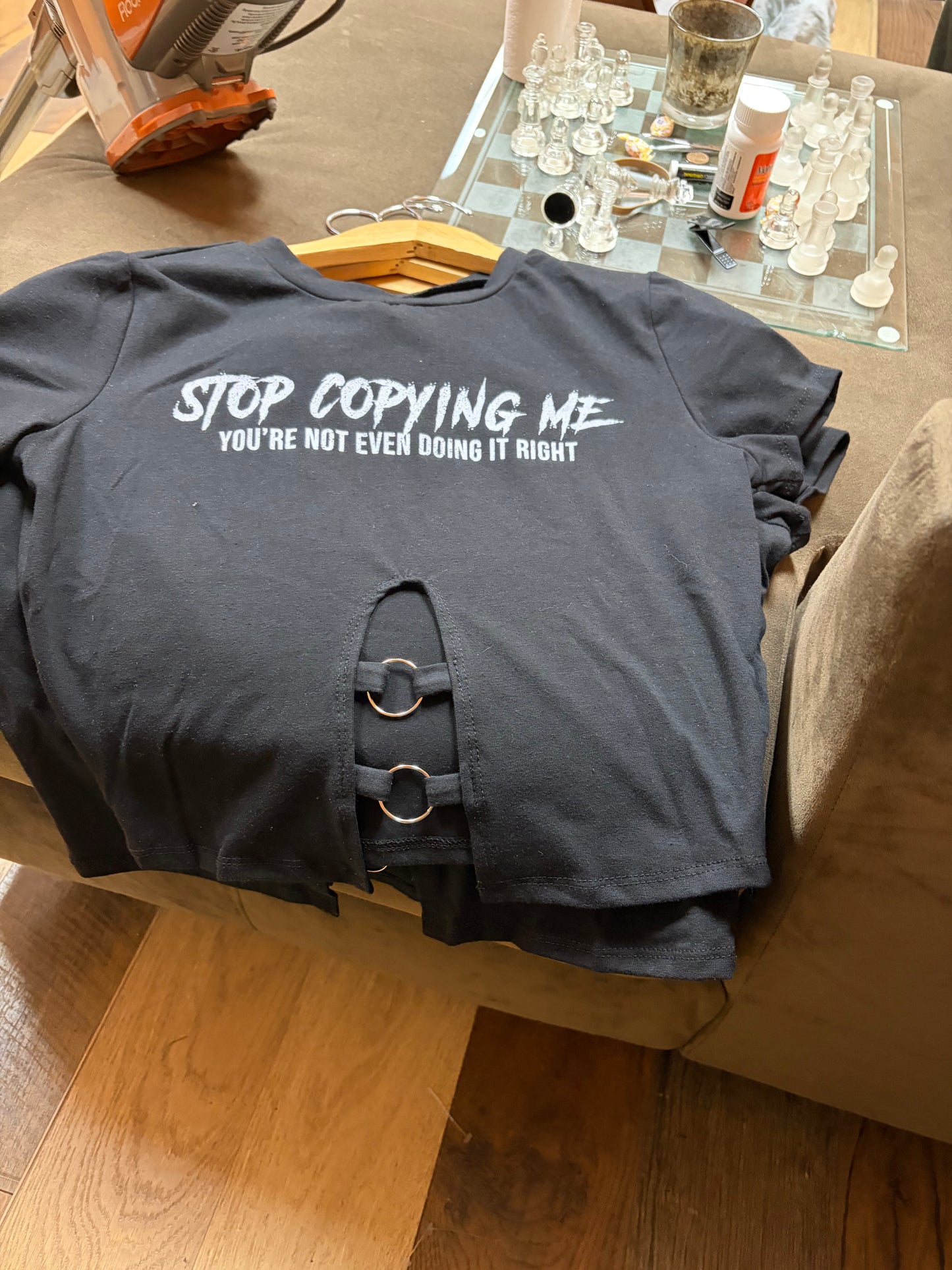 Don't follow black crop tee