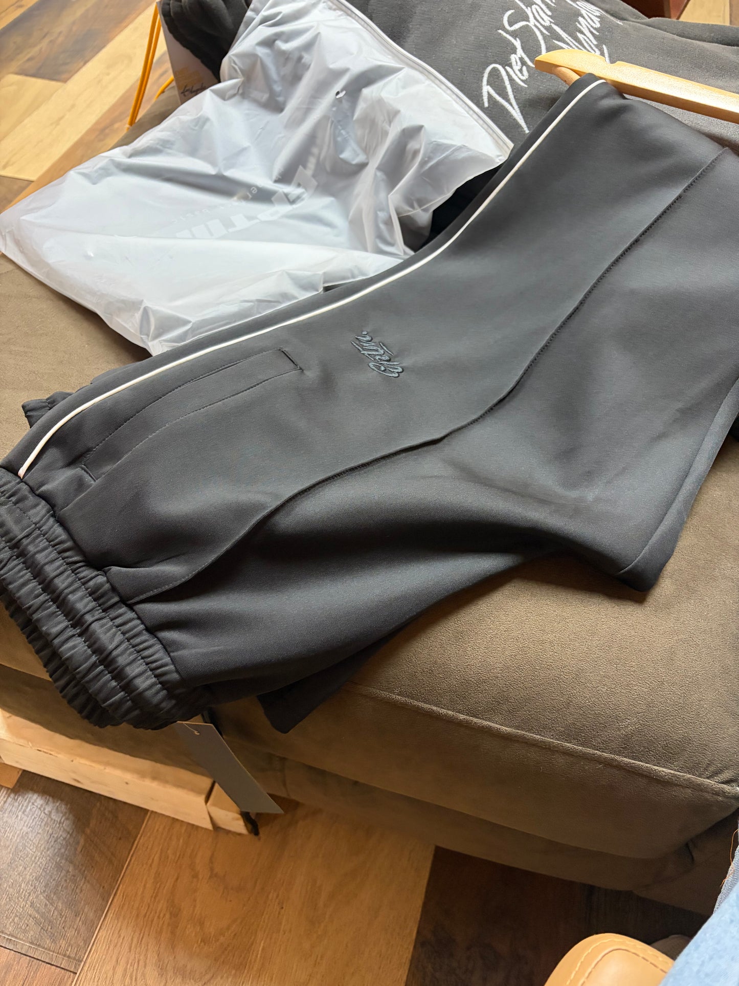 EPTM Black/White side strip Track Pants