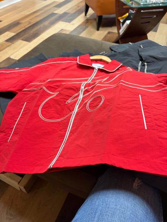 EPTM Red Nylon short set/  zip-up jacket