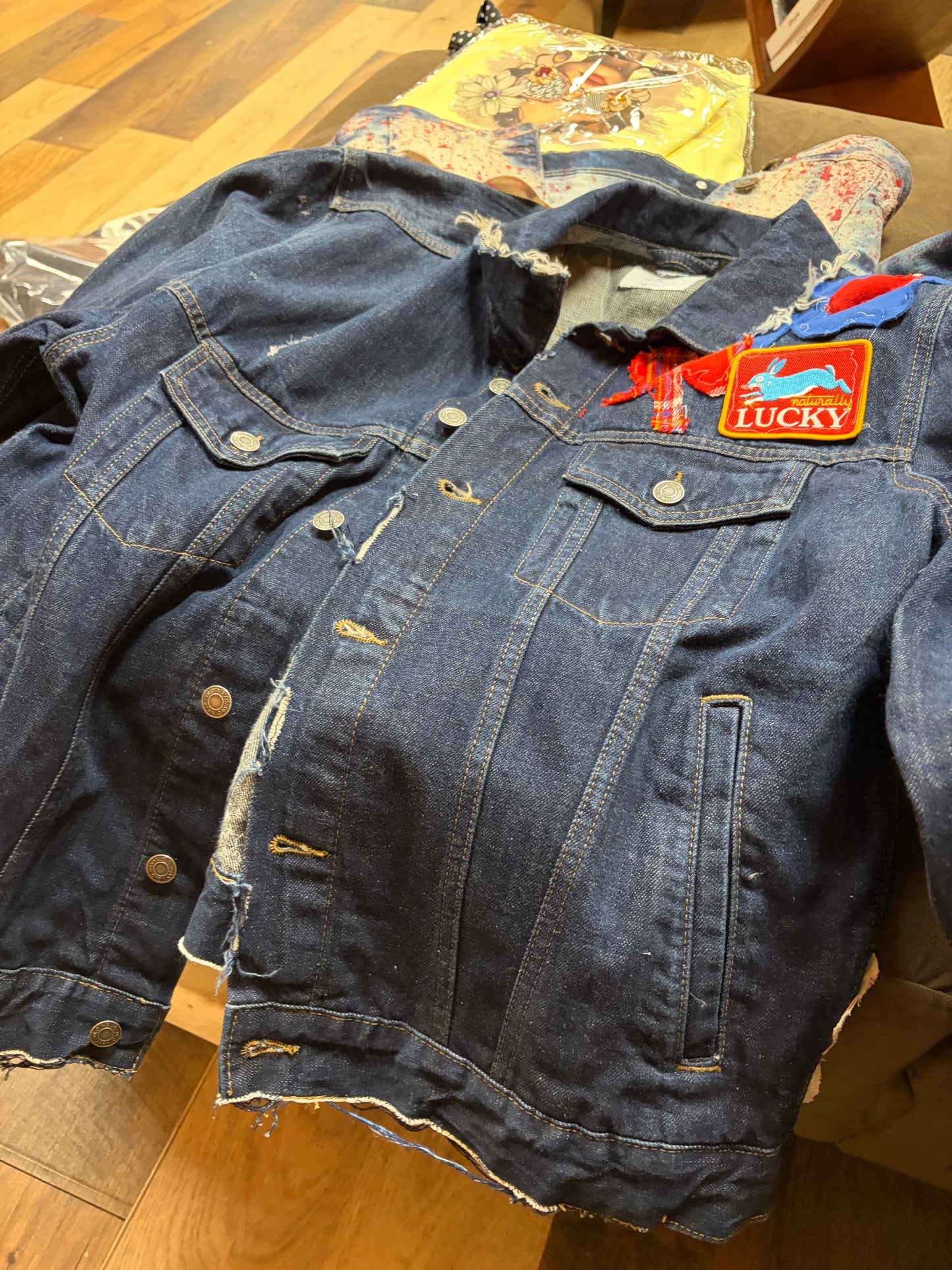 Custom Men Blue Jean Lucky Bastard Jacket
