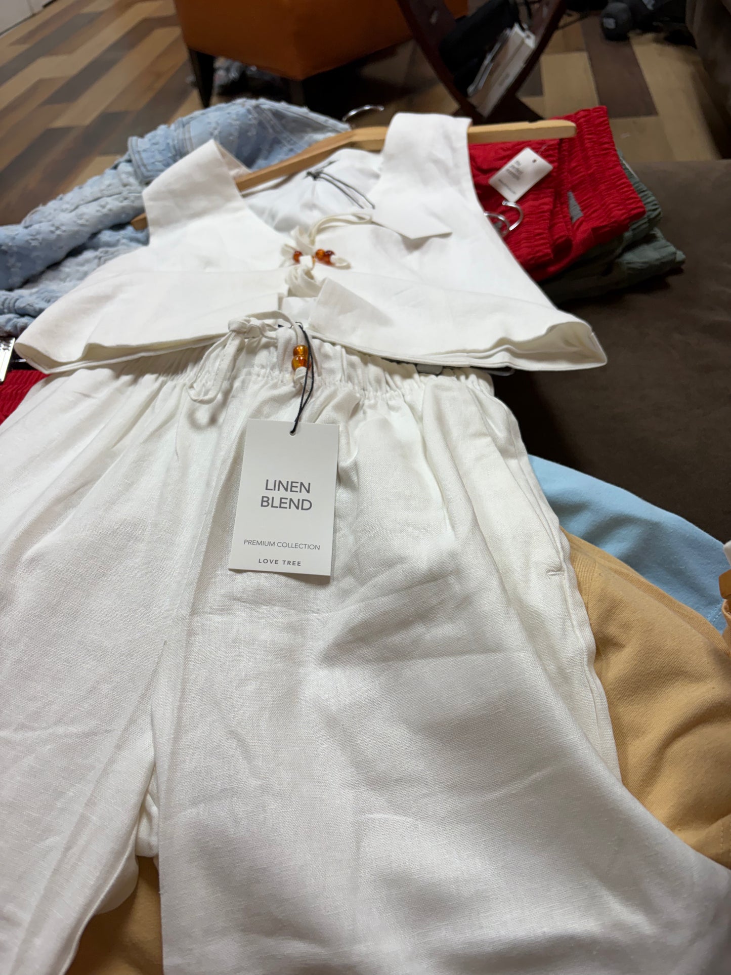 Love Tree White Linen two piece set