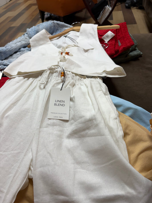 Love Tree White Linen two piece set