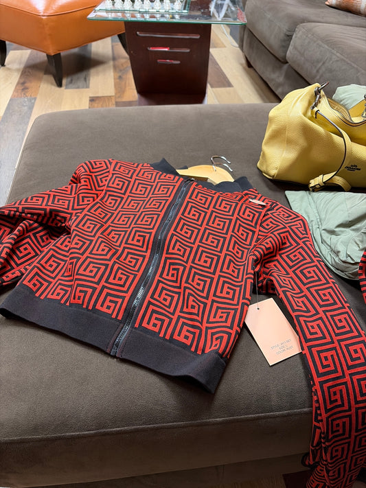 Geo print crop jacket & leggings set